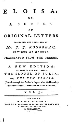 Cover of Eloisa: or, A Series of Original Letters by Jean-Jacques Rousseau