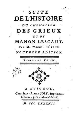 Cover of Manon Lescaut by Abbé Prévost